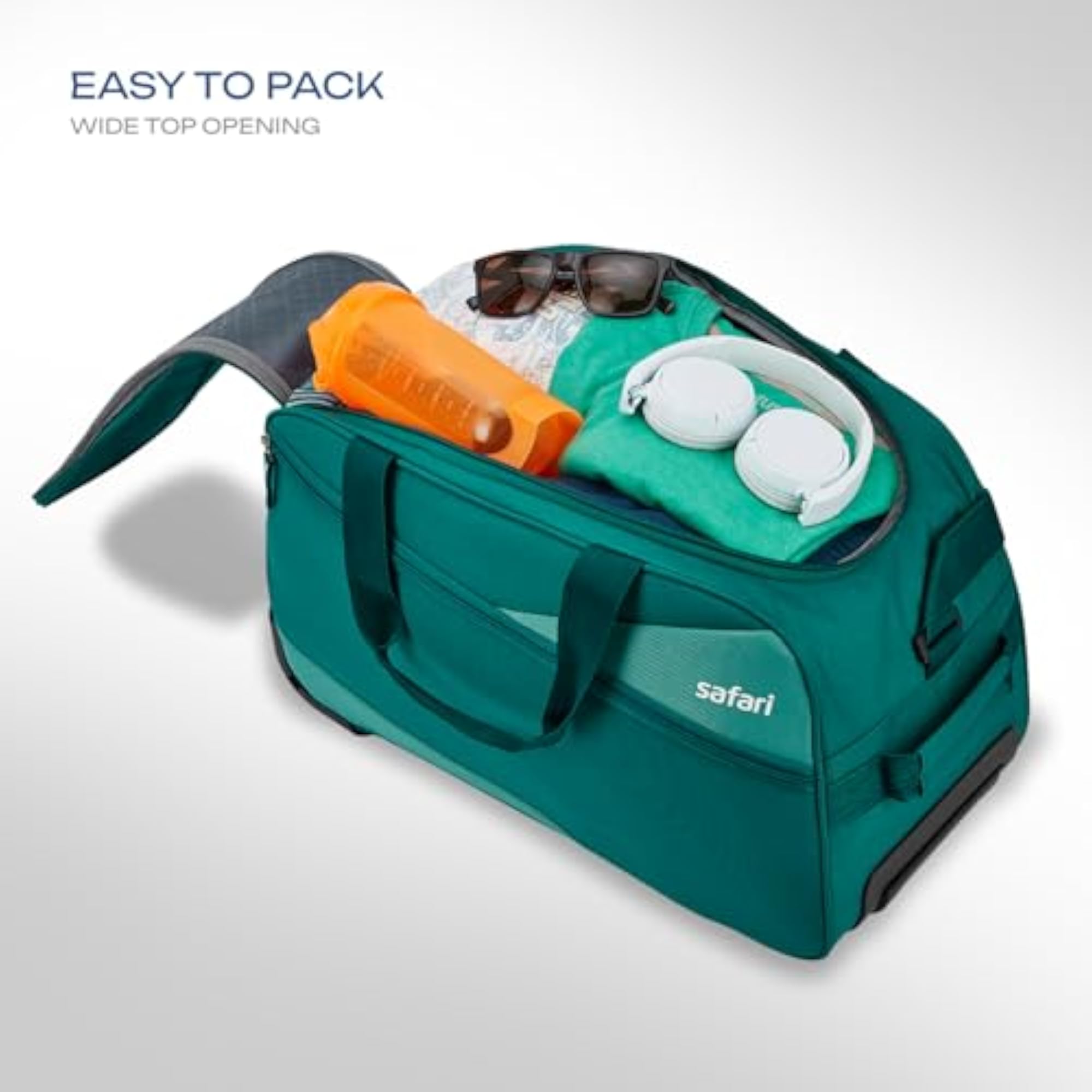 Buzz Trolley Duffle Bag with 3 Years Warranty, Teal